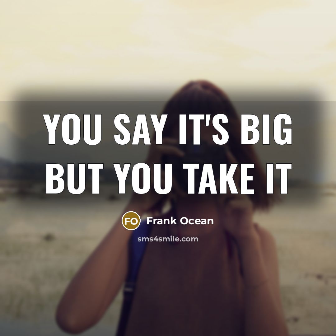 “You say it's big but you take it…” quote by Frank Ocean