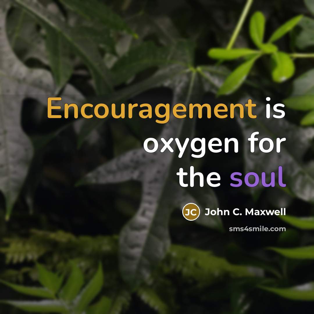“Encouragement is oxygen for the soul…” quote by John C. Maxwell