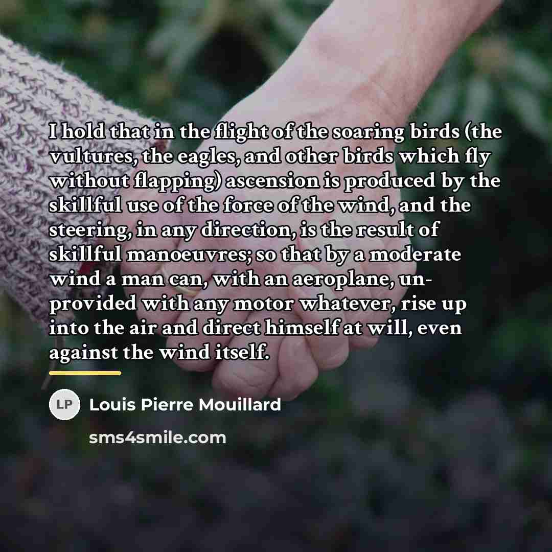 “I hold that in the flight of the soaring birds…” quote by Louis Pierre Mouillard