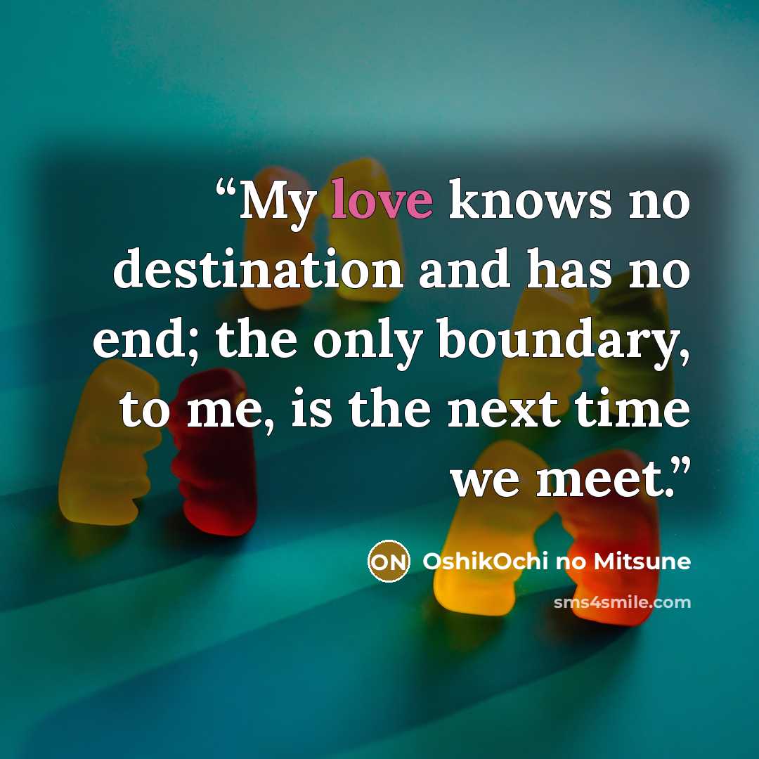 “My love knows no destination and has no end; the only boundary, to me, is the next time we meet.” quote by OshikOchi no Mitsune