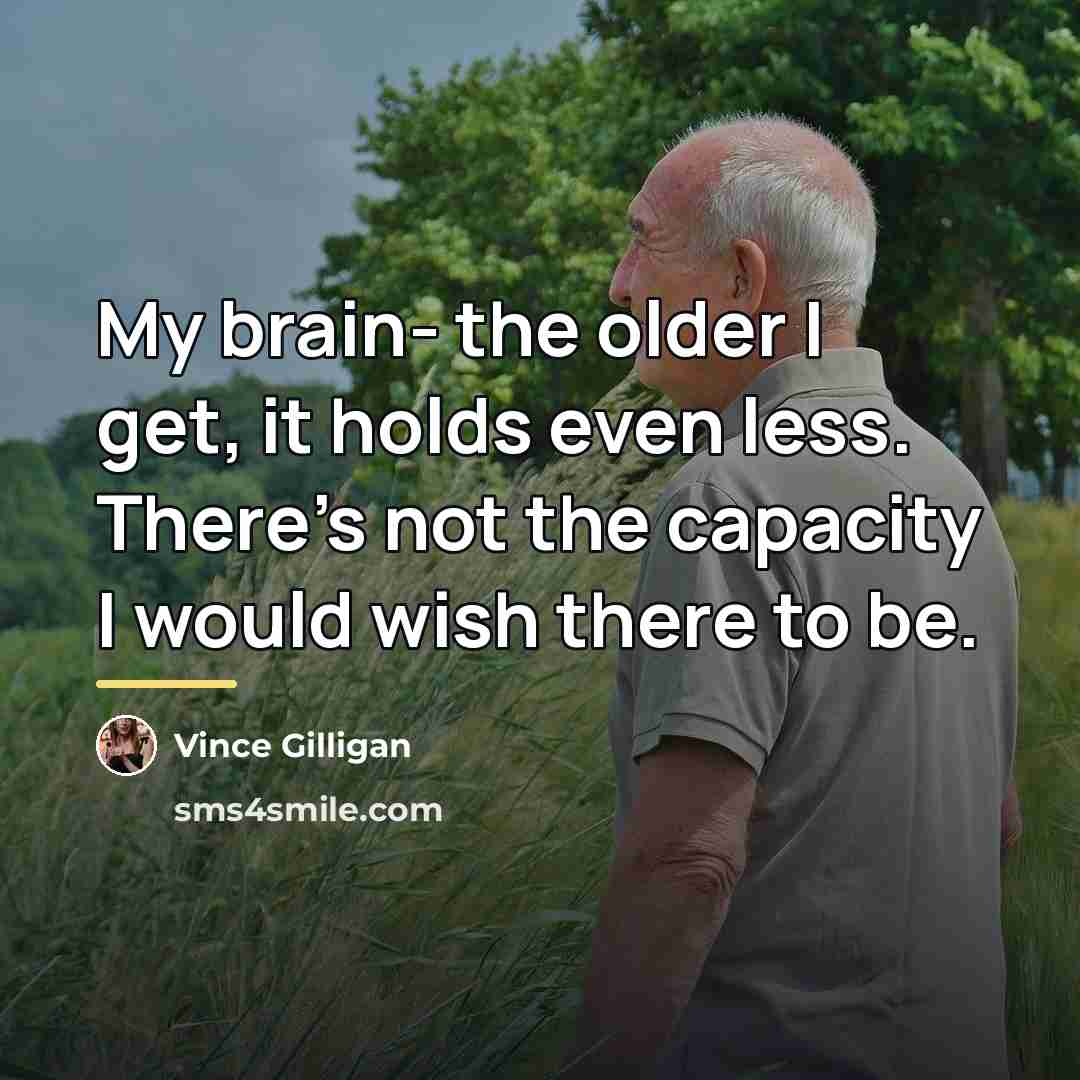 “My brain- the older I get, it holds even less.…” quote by Vince Gilligan