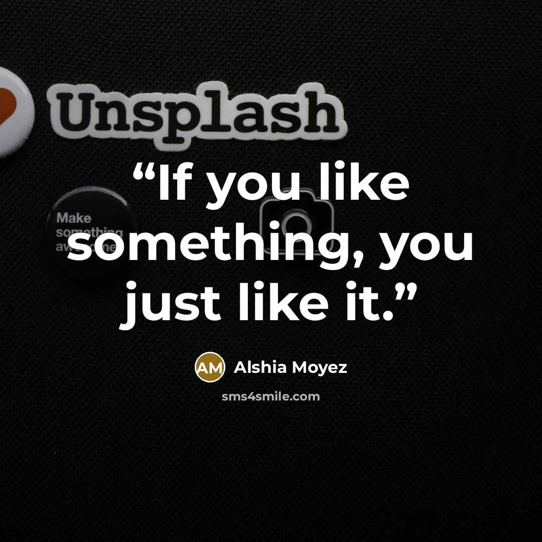 “If you like something, you just like it.” quote by Alshia Moyez