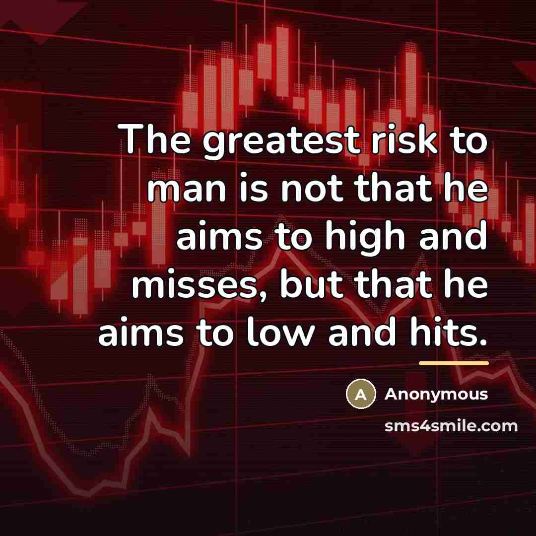 “The greatest risk to man is not that he aims…” quote by Anonymous
