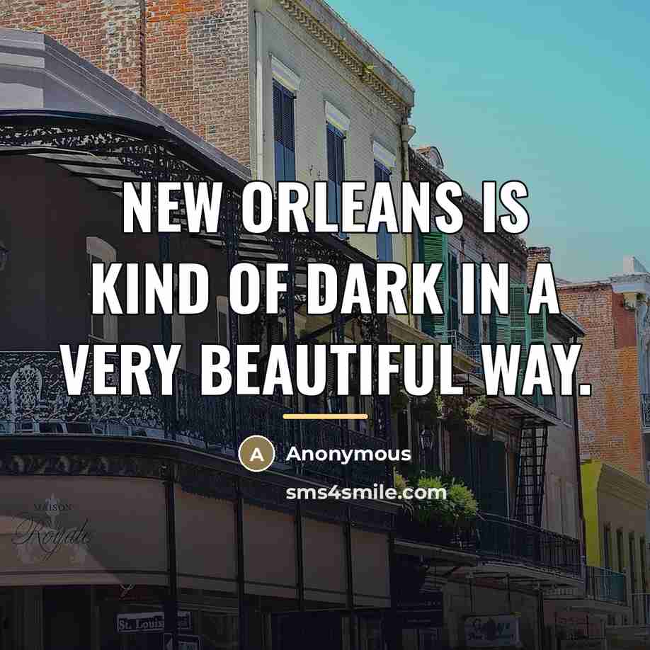 “New Orleans is kind of dark in a very beautiful…” quote by Anonymous