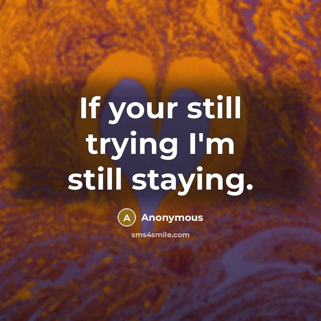 “If your still trying I'm still staying.…” quote by Anonymous