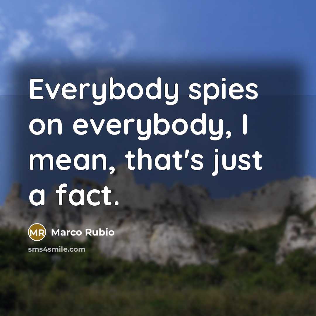 “Everybody spies on everybody, I mean, that's just a fact.…” quote by Marco Rubio