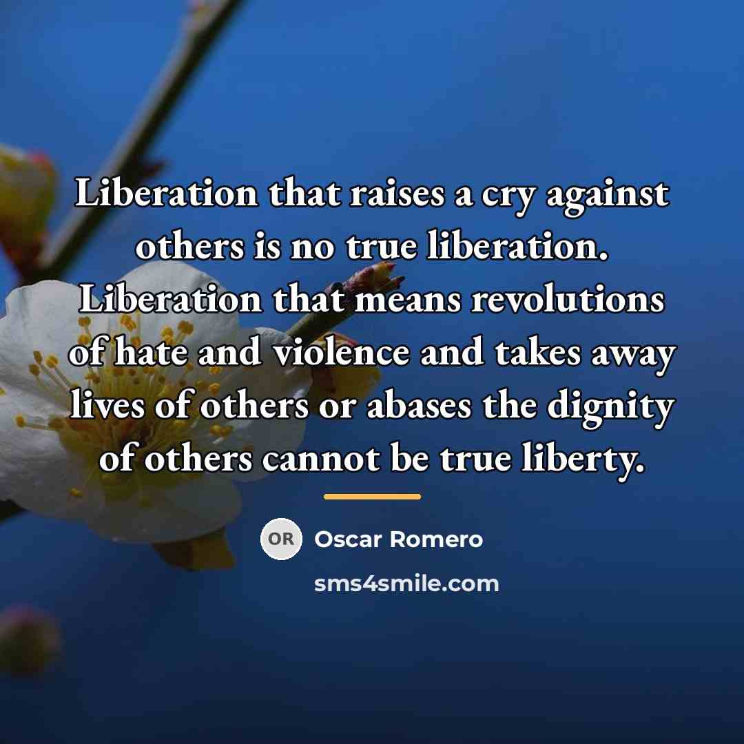 “Liberation that raises a cry against others is no true…” quote by Oscar Romero
