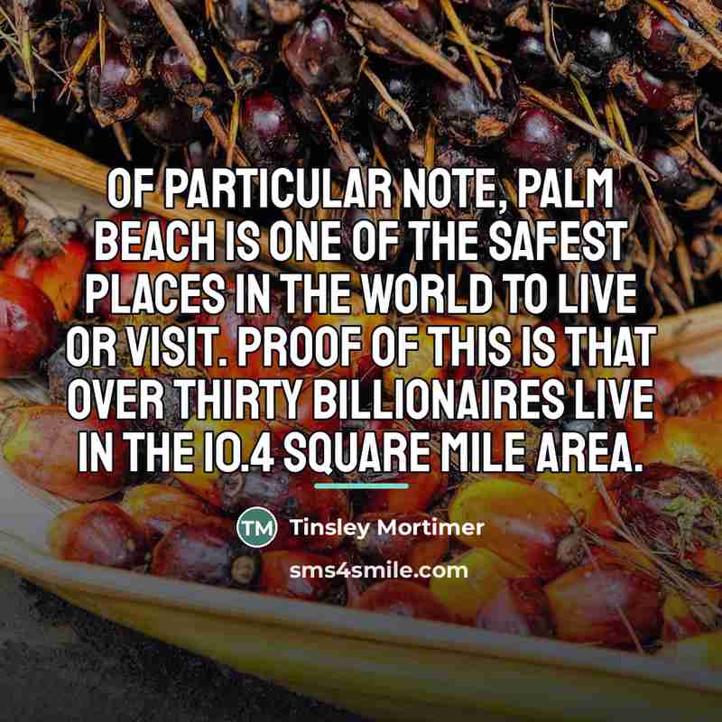 “Of particular note, Palm Beach is one of the safest…” quote by Tinsley Mortimer