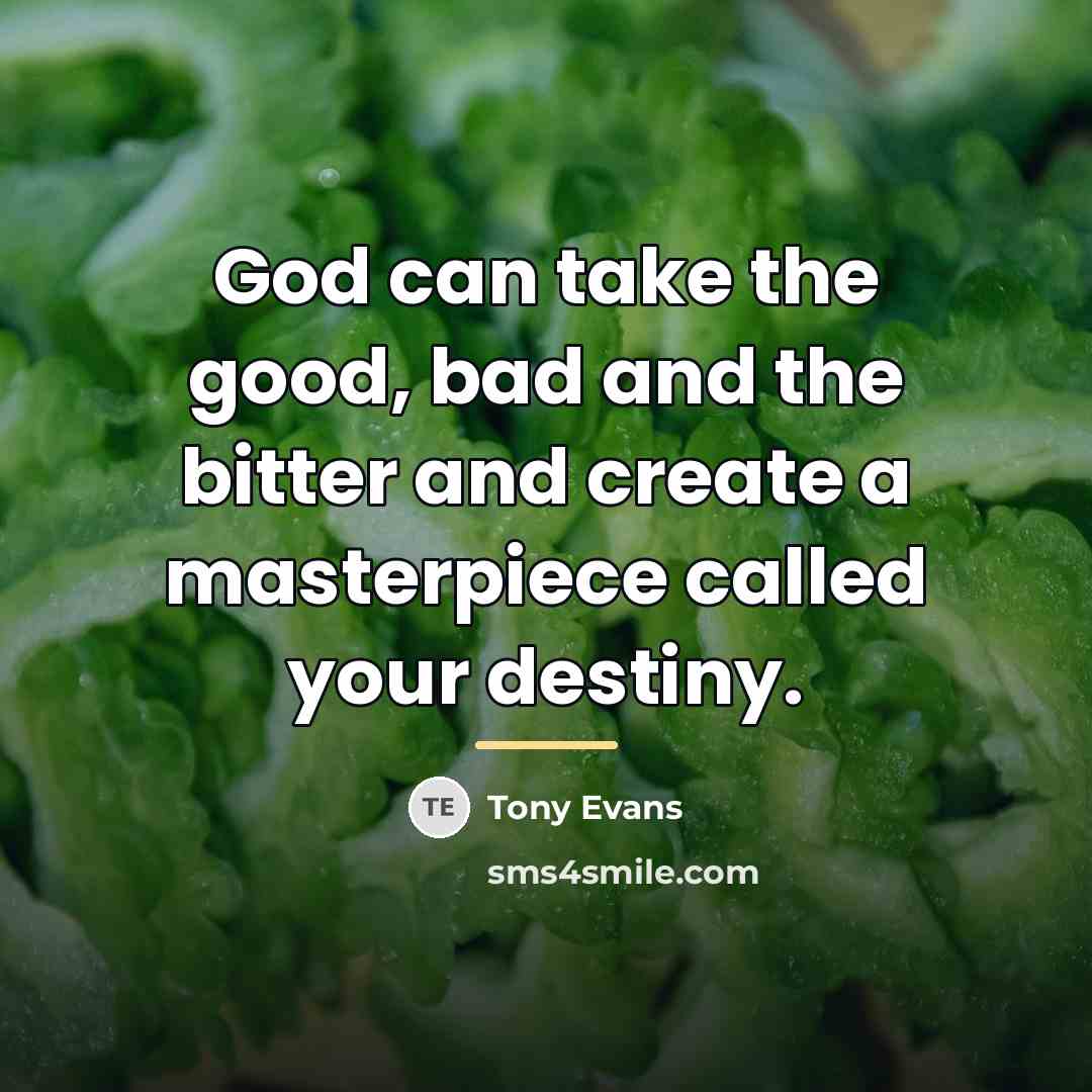 “God can take the good, bad and the bitter and…” quote by Tony Evans