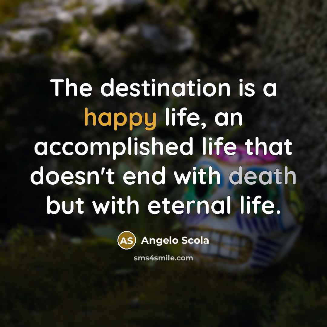 “The destination is a happy life, an accomplished life that…” quote by Angelo Scola