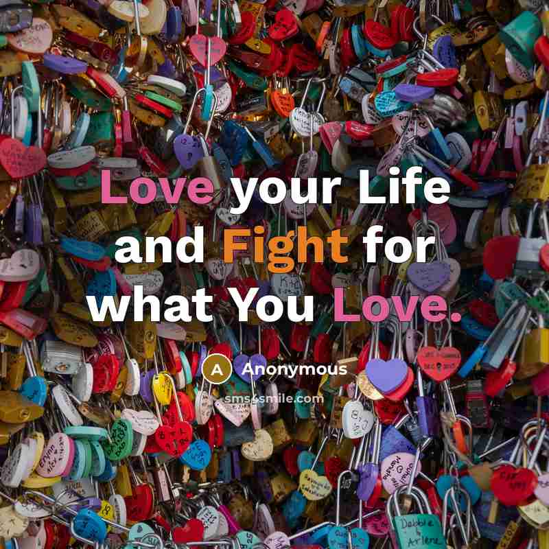 “Love your Life and Fight for what You Love.” quote by Anonymous
