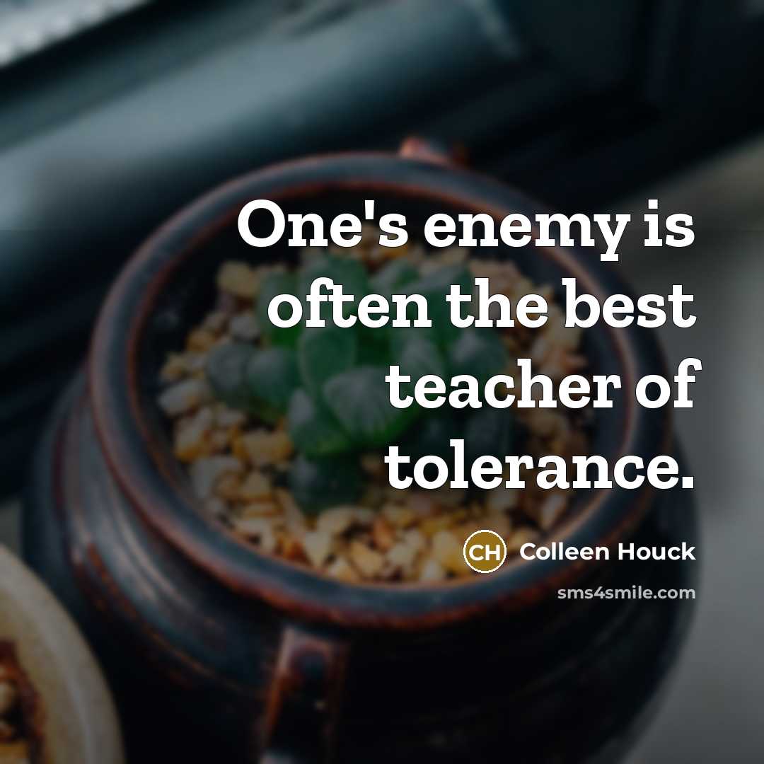 “One's enemy is often the best teacher of tolerance.…” quote by Colleen Houck