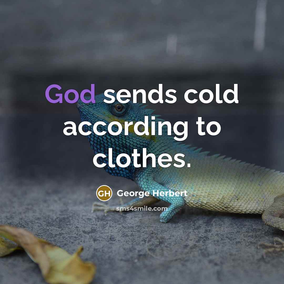 “God sends cold according to clothes.…” quote by George Herbert