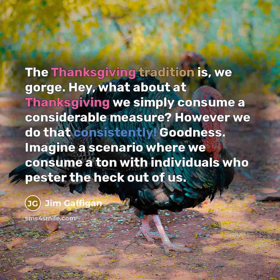 “The Thanksgiving tradition is, we gorge. Hey, what about at…” quote by Jim Gaffigan