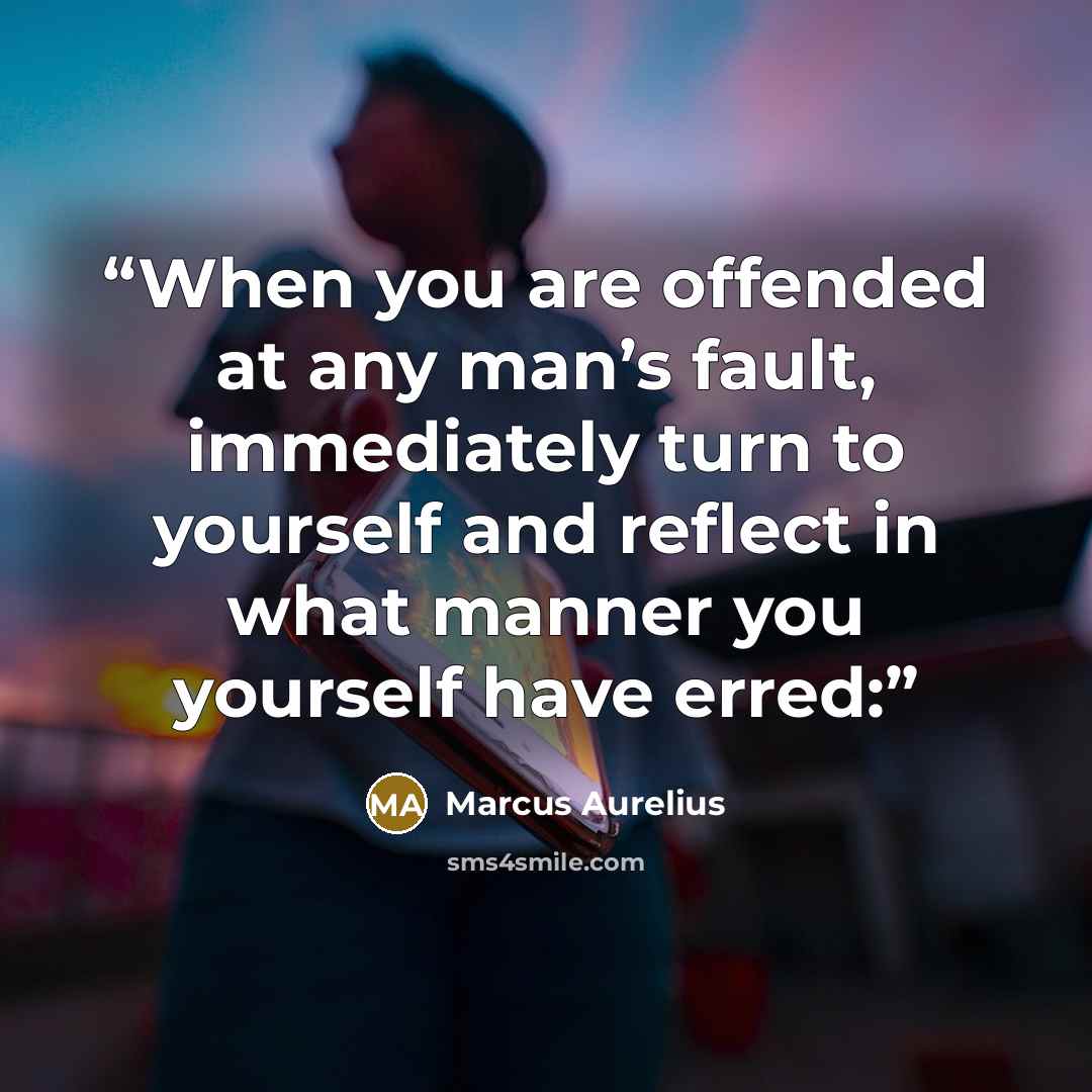 “When you are offended at any man’s fault, immediately turn to yourself and reflect in what manner you yourself have erred:” quote by Marcus Aurelius
