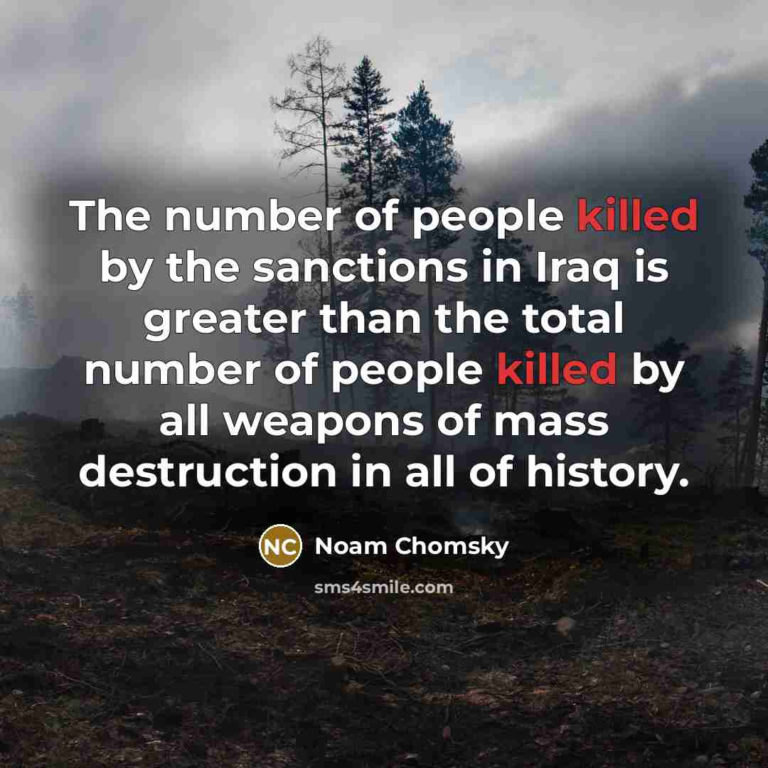 “The number of people killed by the sanctions in Iraq…” quote by Noam Chomsky