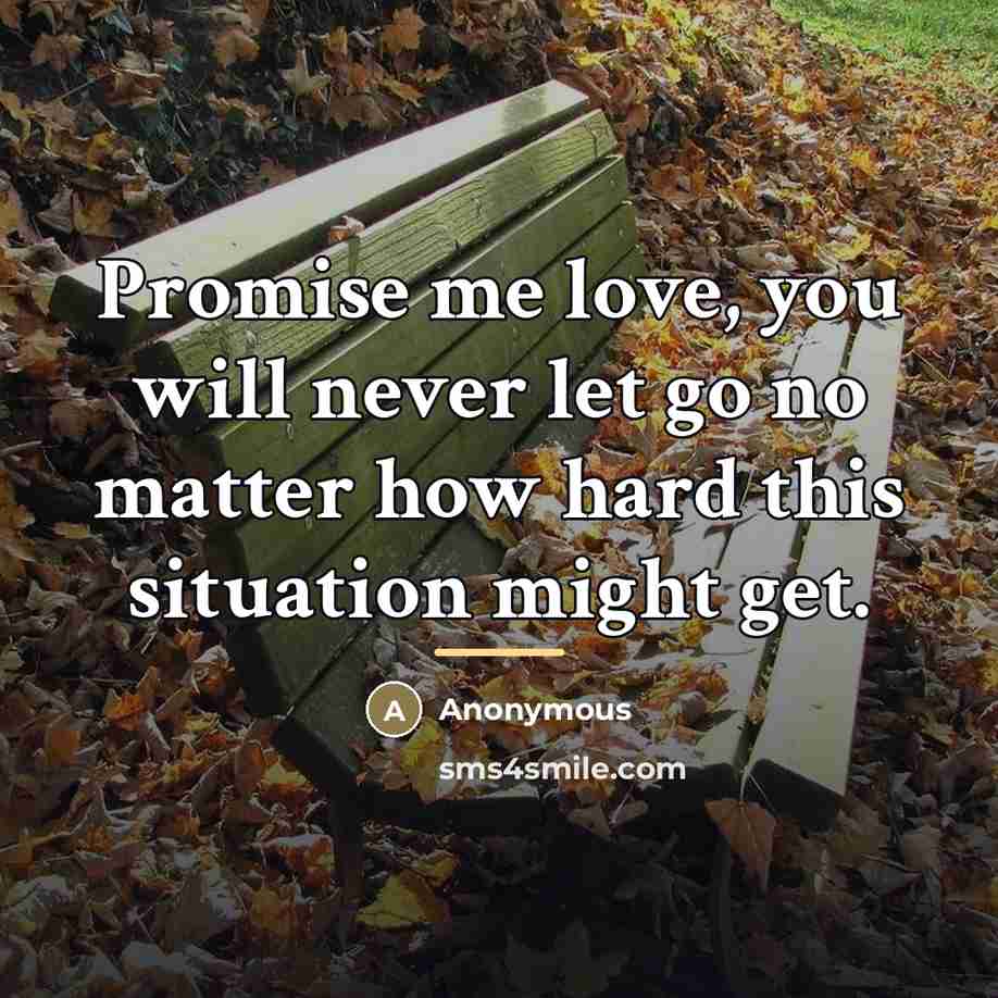 “Promise me love, you will never let go no matter…” quote by Anonymous