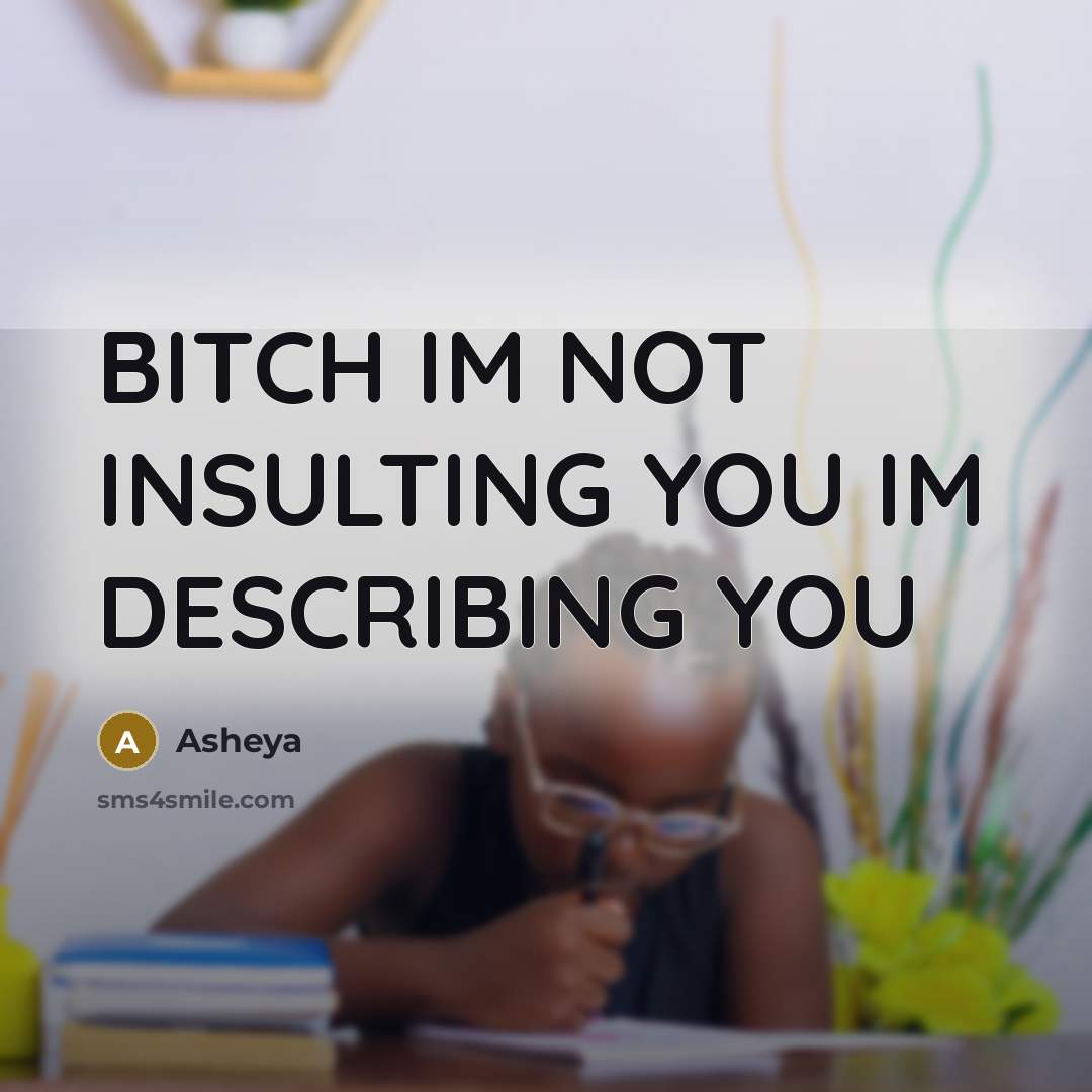 “BITCH IM NOT INSULTING YOU IM DESCRIBING YOU…” quote by Asheya