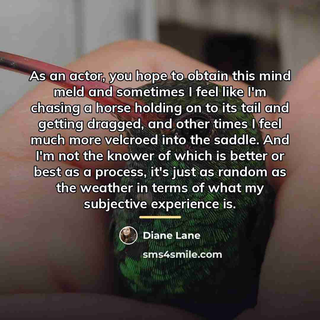 “As an actor, you hope to obtain this mind meld…” quote by Diane Lane