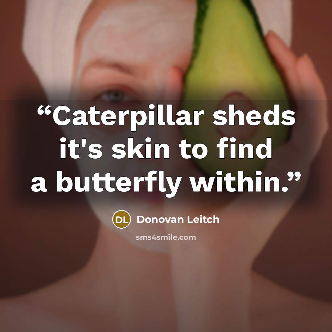 “Caterpillar sheds it's skin to find a butterfly within.” quote by Donovan Leitch