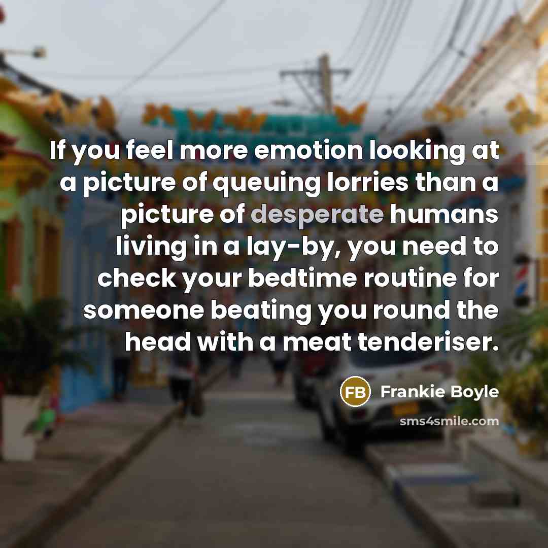 “If you feel more emotion looking at a picture of…” quote by Frankie Boyle
