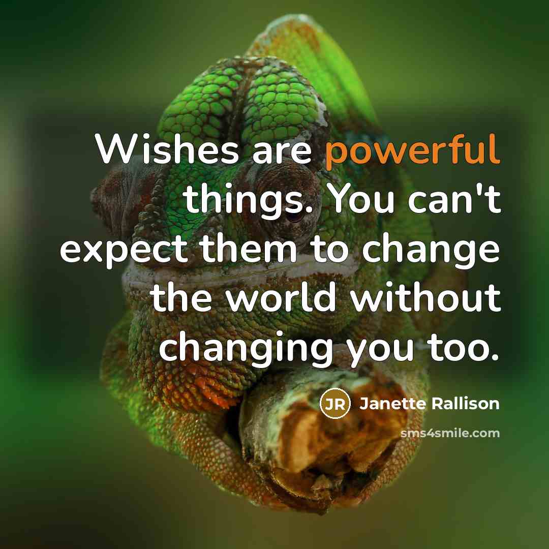 “Wishes are powerful things. You can't expect them to change…” quote by Janette Rallison