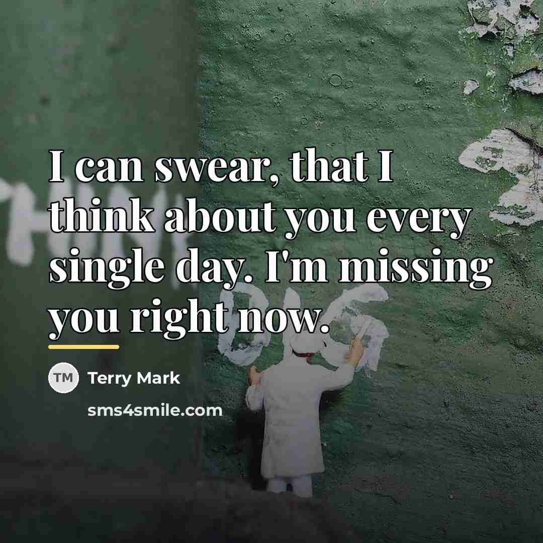 “I can swear, that I think about you every single…” quote by Terry Mark