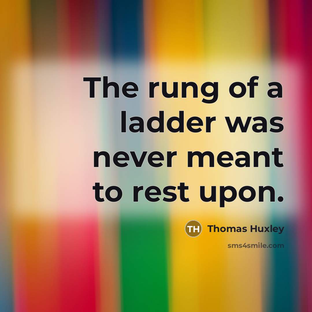 “The rung of a ladder was never meant to rest…” quote by Thomas Huxley