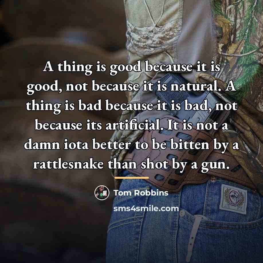 “A thing is good because it is good, not because…” quote by Tom Robbins