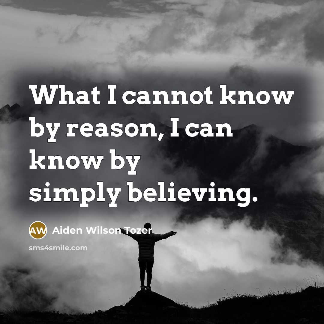 “What I cannot know by reason, I can know by…” quote by Aiden Wilson Tozer
