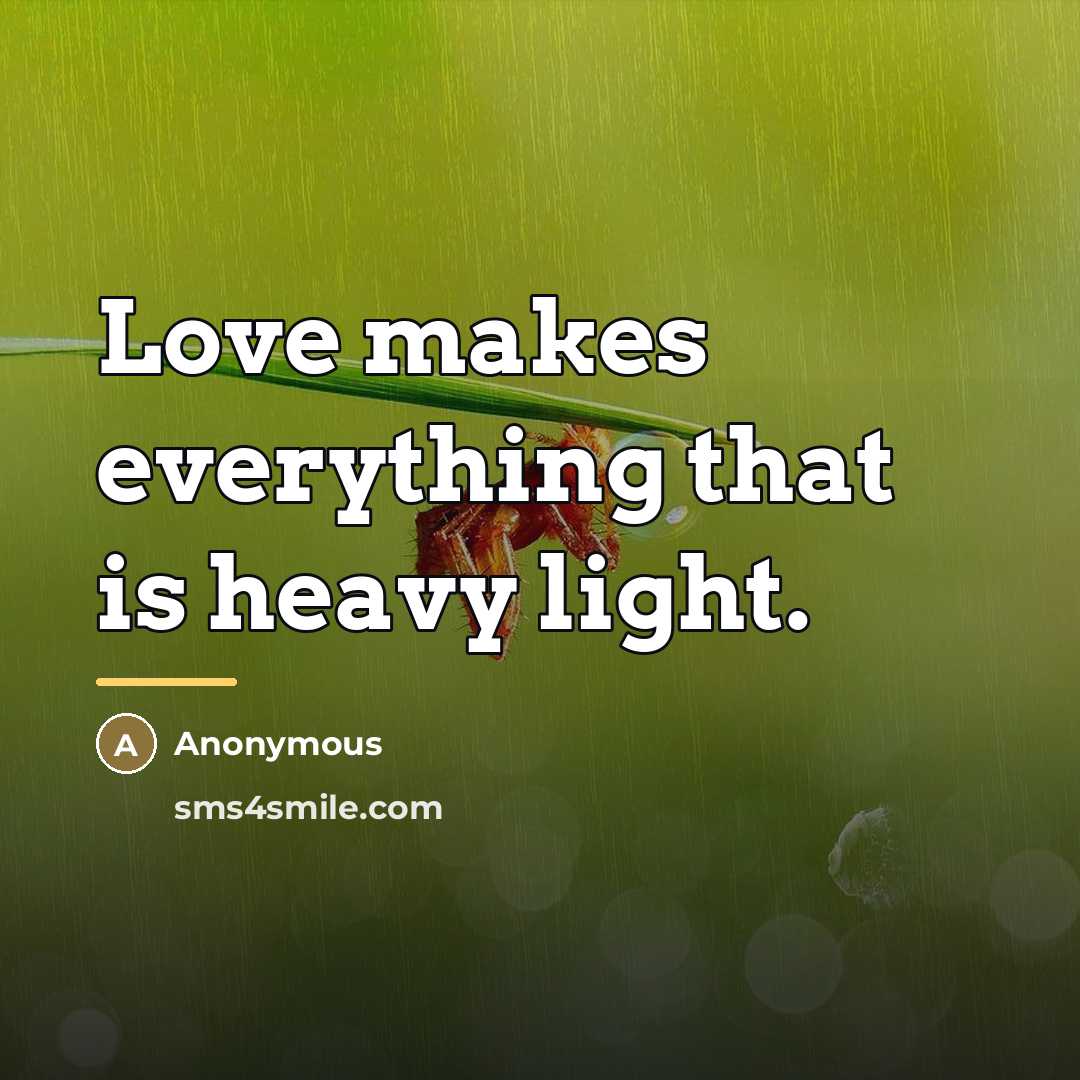 “Love makes everything that is heavy light.…” quote by Anonymous