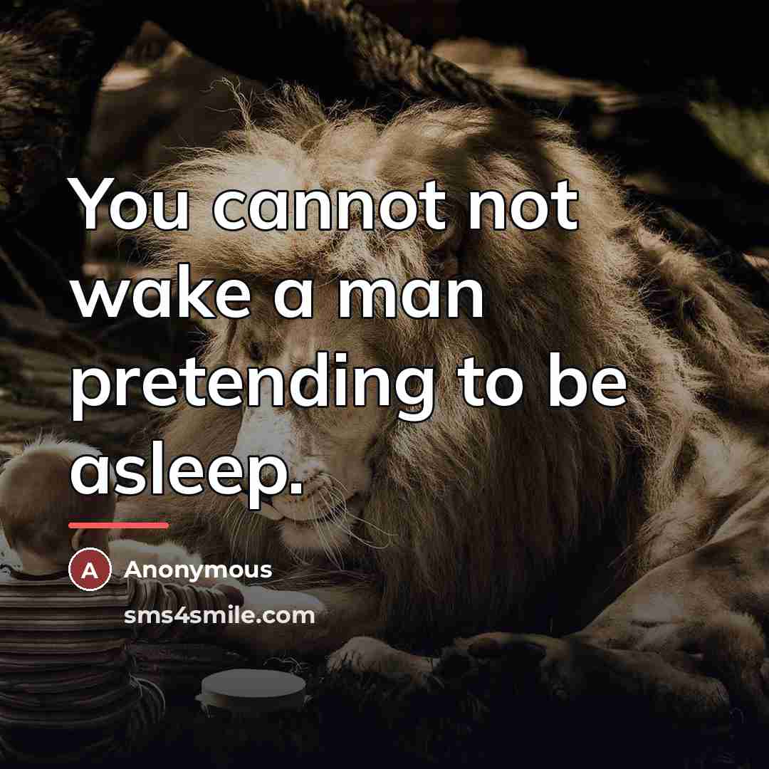 “You cannot not wake a man pretending to be asleep.…” quote by Anonymous