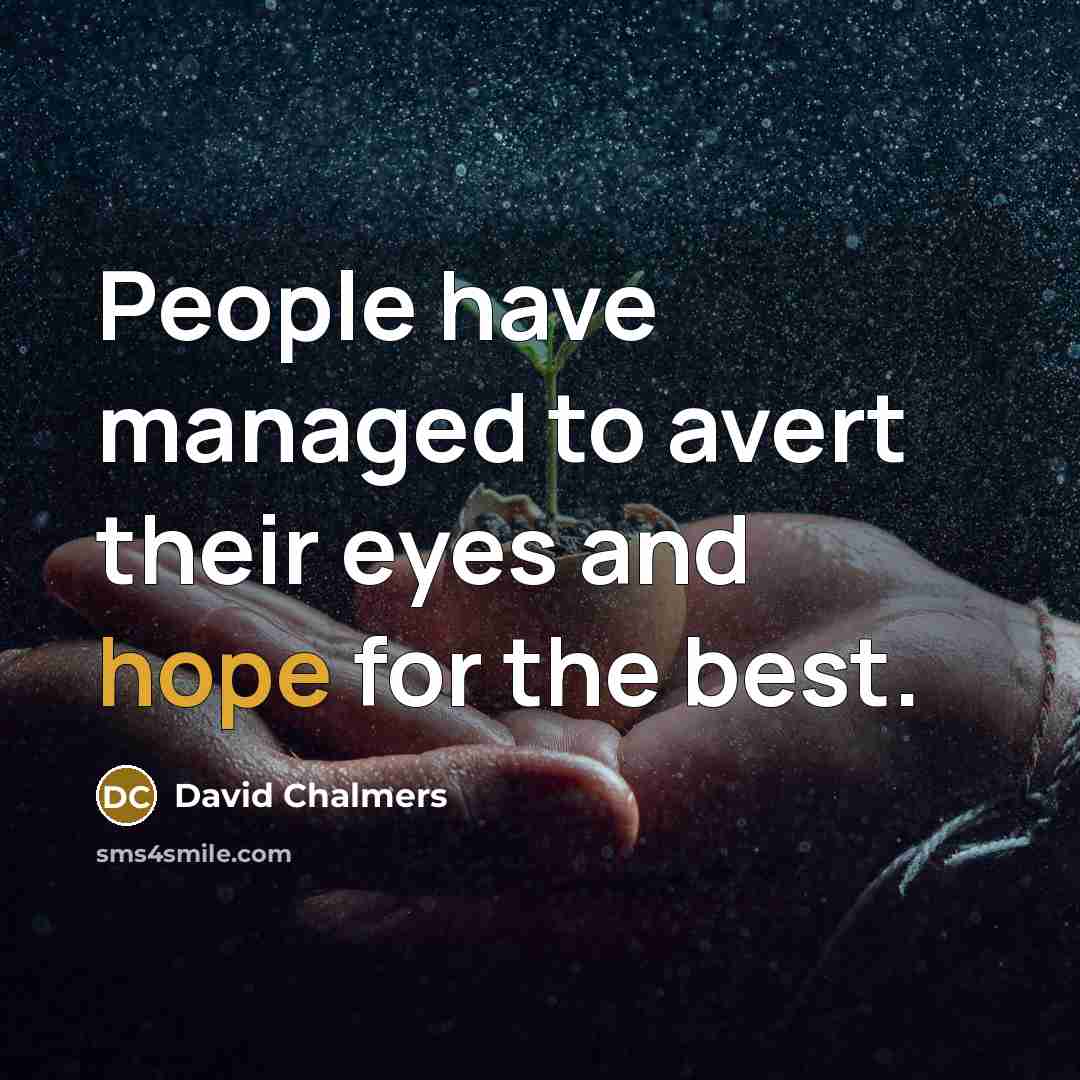 “People have managed to avert their eyes and hope for…” quote by David Chalmers