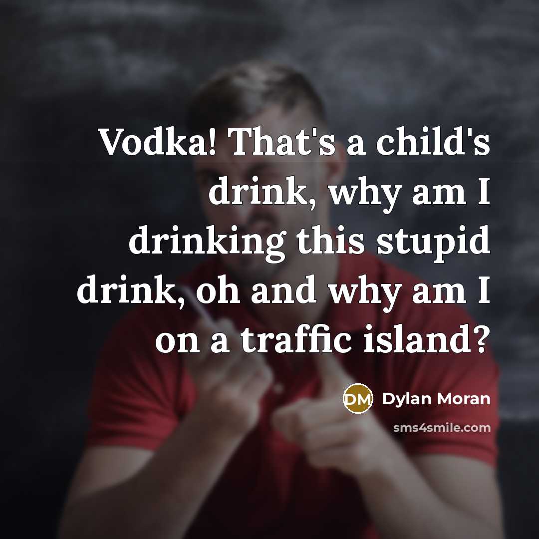 “Vodka! That's a child's drink, why am I drinking this…” quote by Dylan Moran