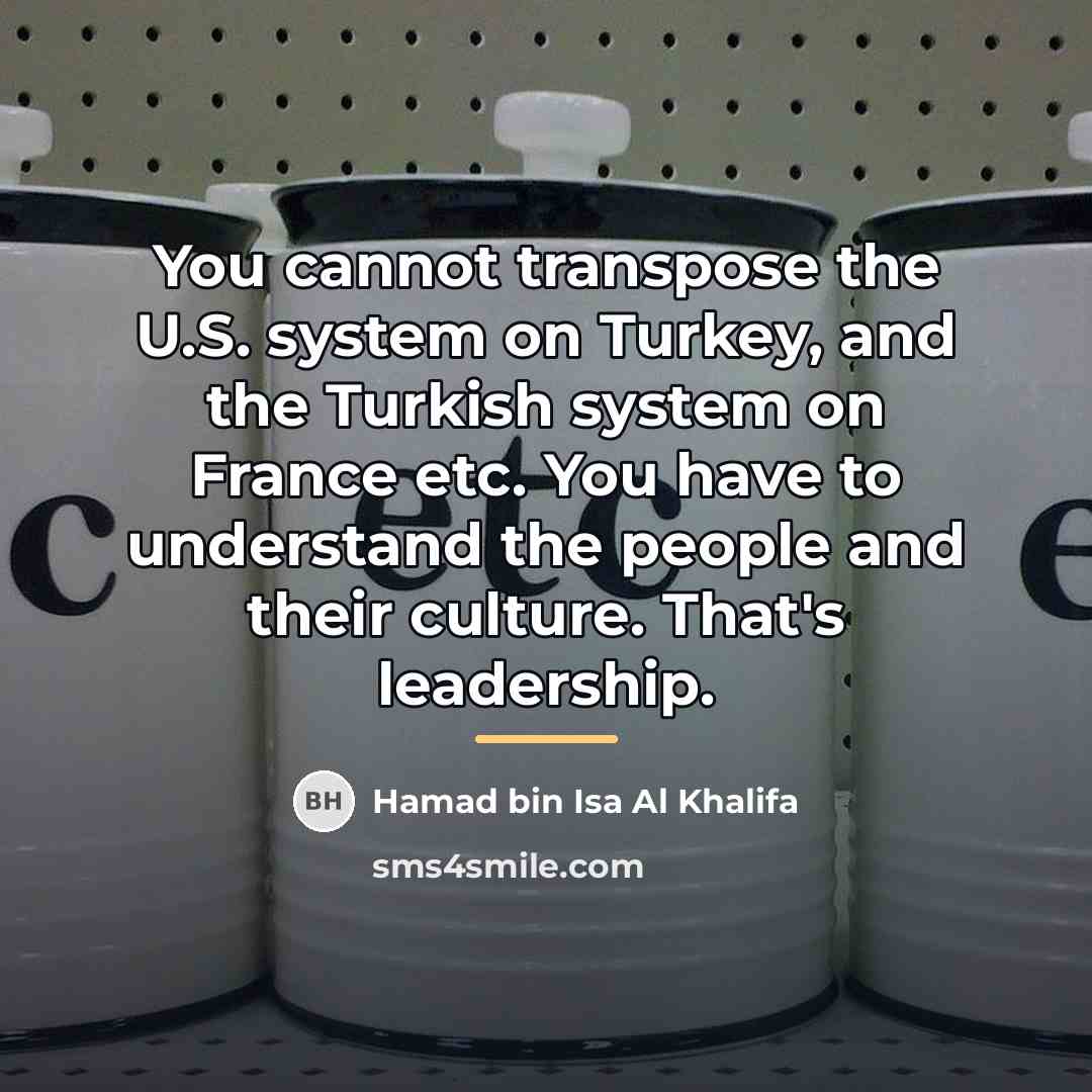 “You cannot transpose the U.S. system on Turkey, and the…” quote by Hamad bin Isa Al Khalifa