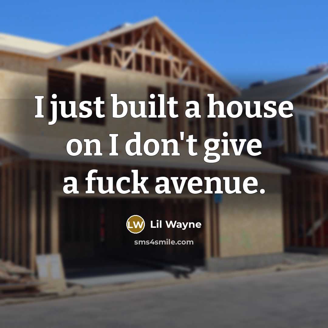 “I just built a house on I don't give a fuck avenue.” quote by Lil Wayne
