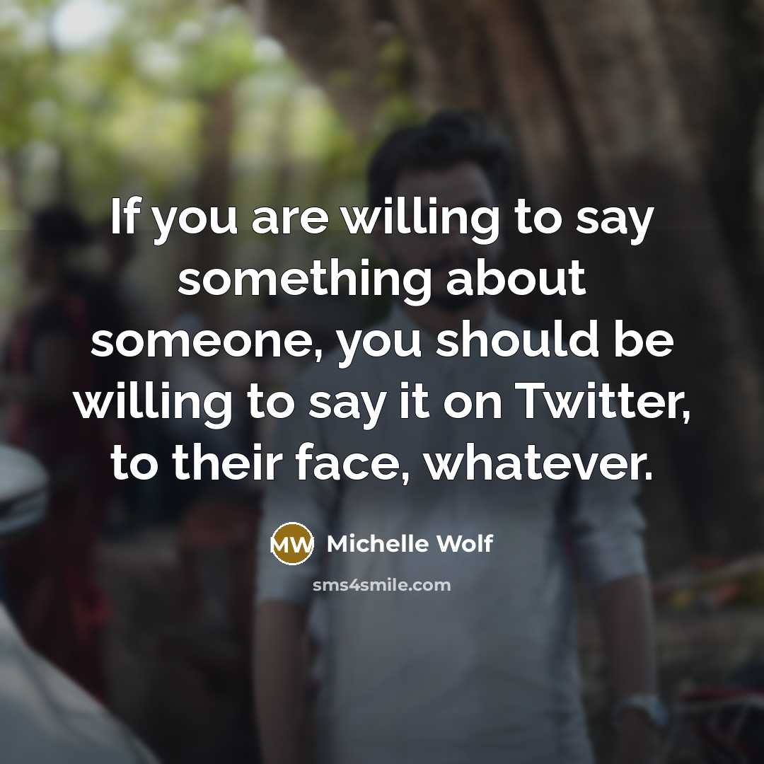 “If you are willing to say something about someone, you…” quote by Michelle Wolf