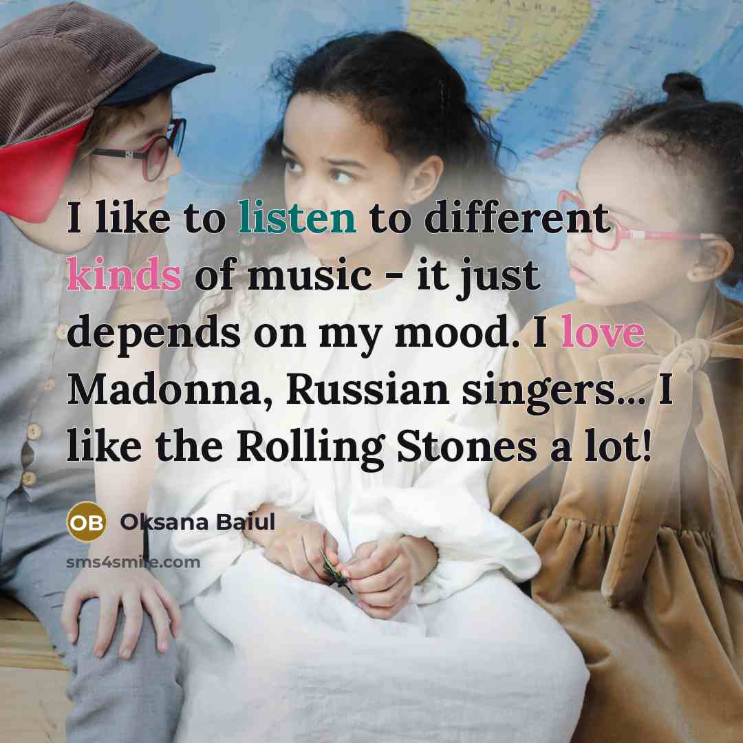 “I like to listen to different kinds of music -…” quote by Oksana Baiul