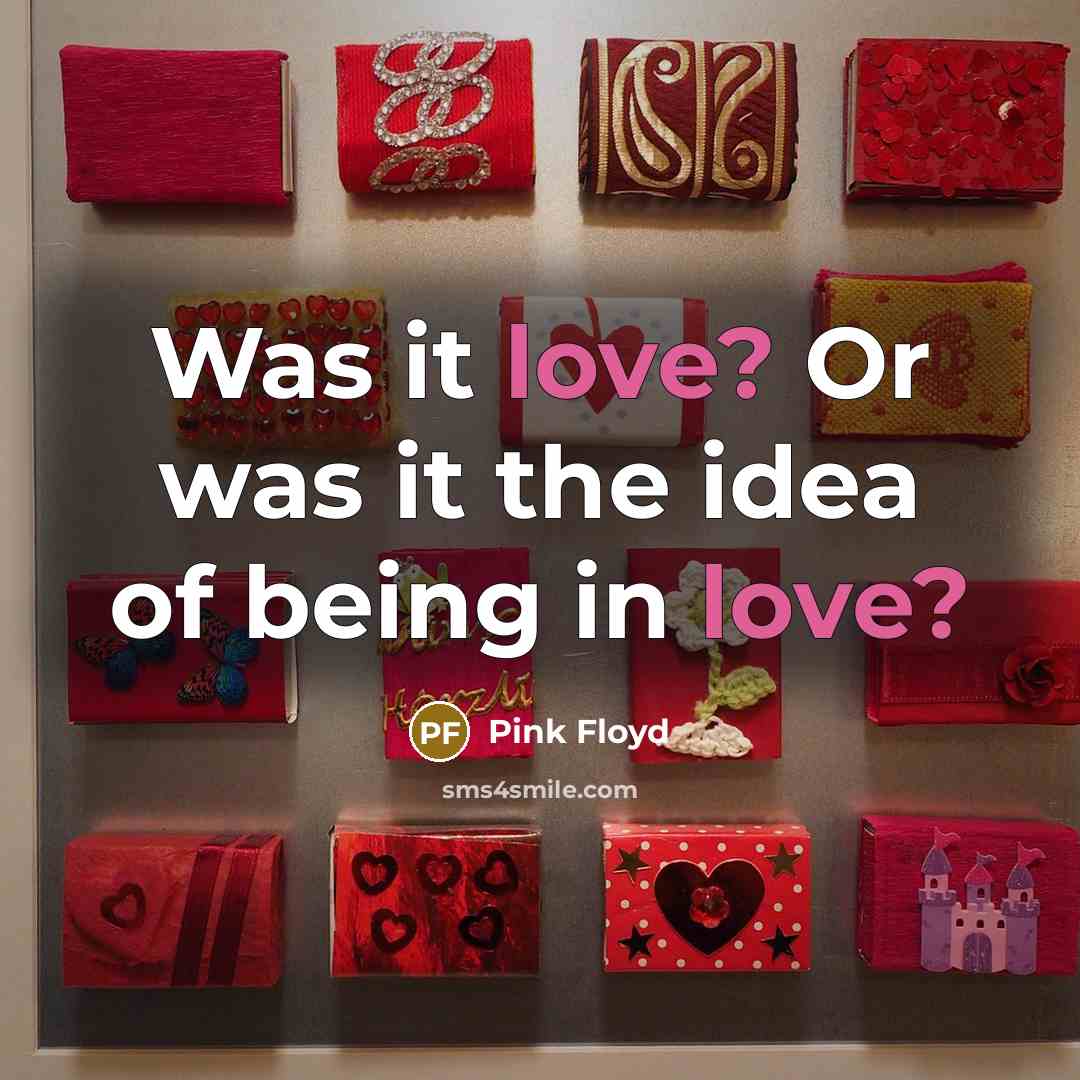 “Was it love? Or was it the idea of being in love?” quote by Pink Floyd
