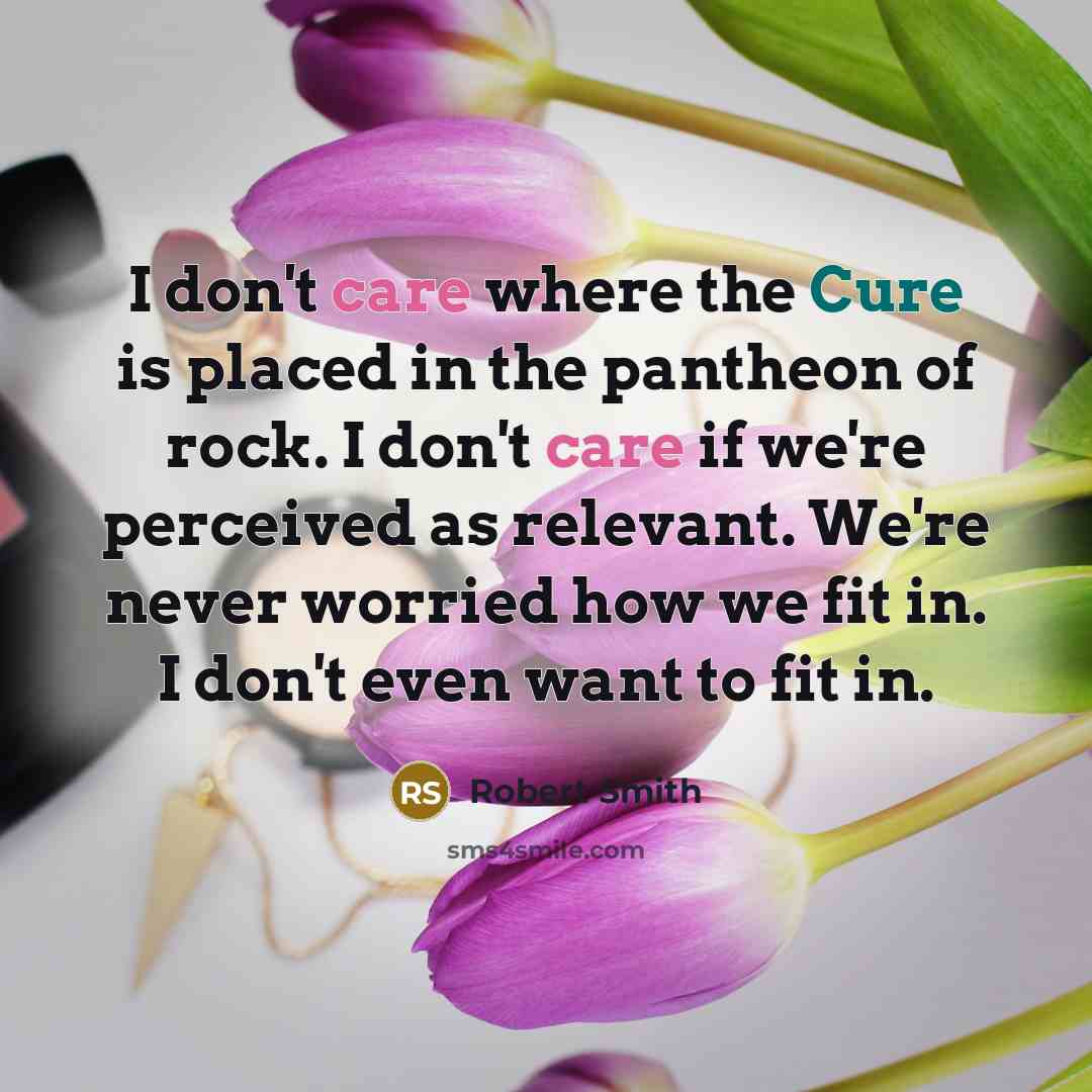 “I don't care where the Cure is placed in the…” quote by Robert Smith