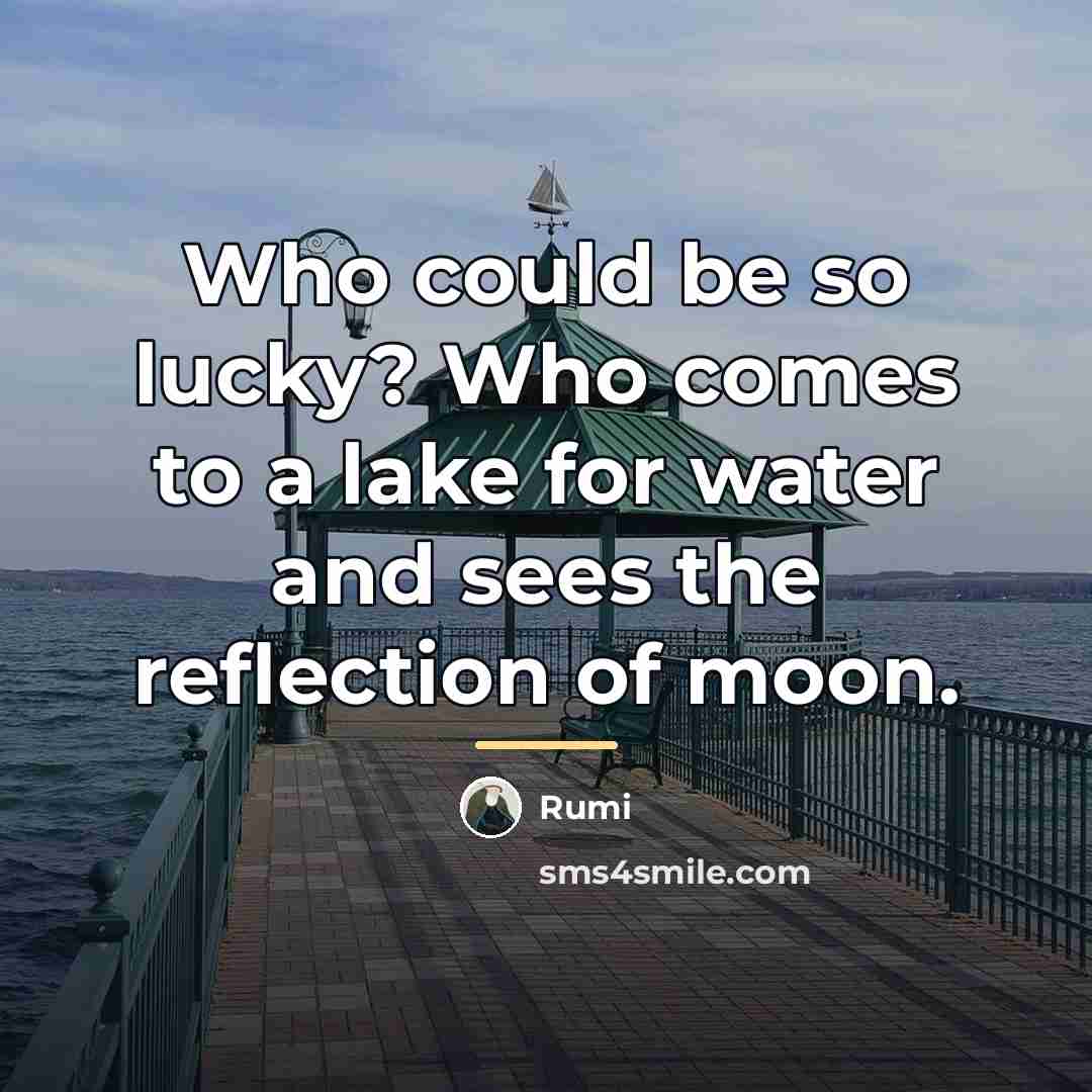 “Who could be so lucky? Who comes to a lake…” quote by Rumi