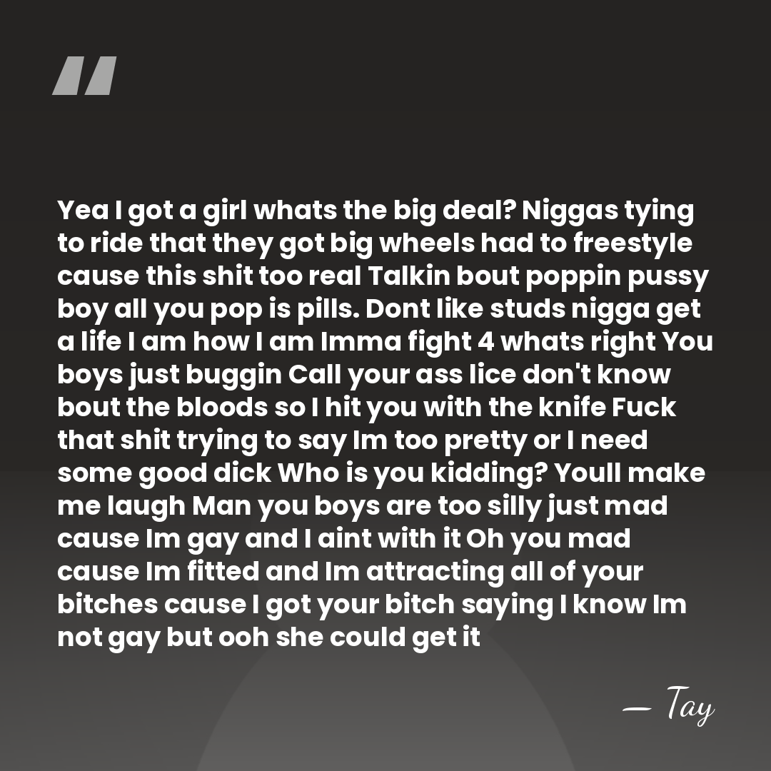 Yea I got a girl whats the big deal? Niggas tying to&hellip; - Tay