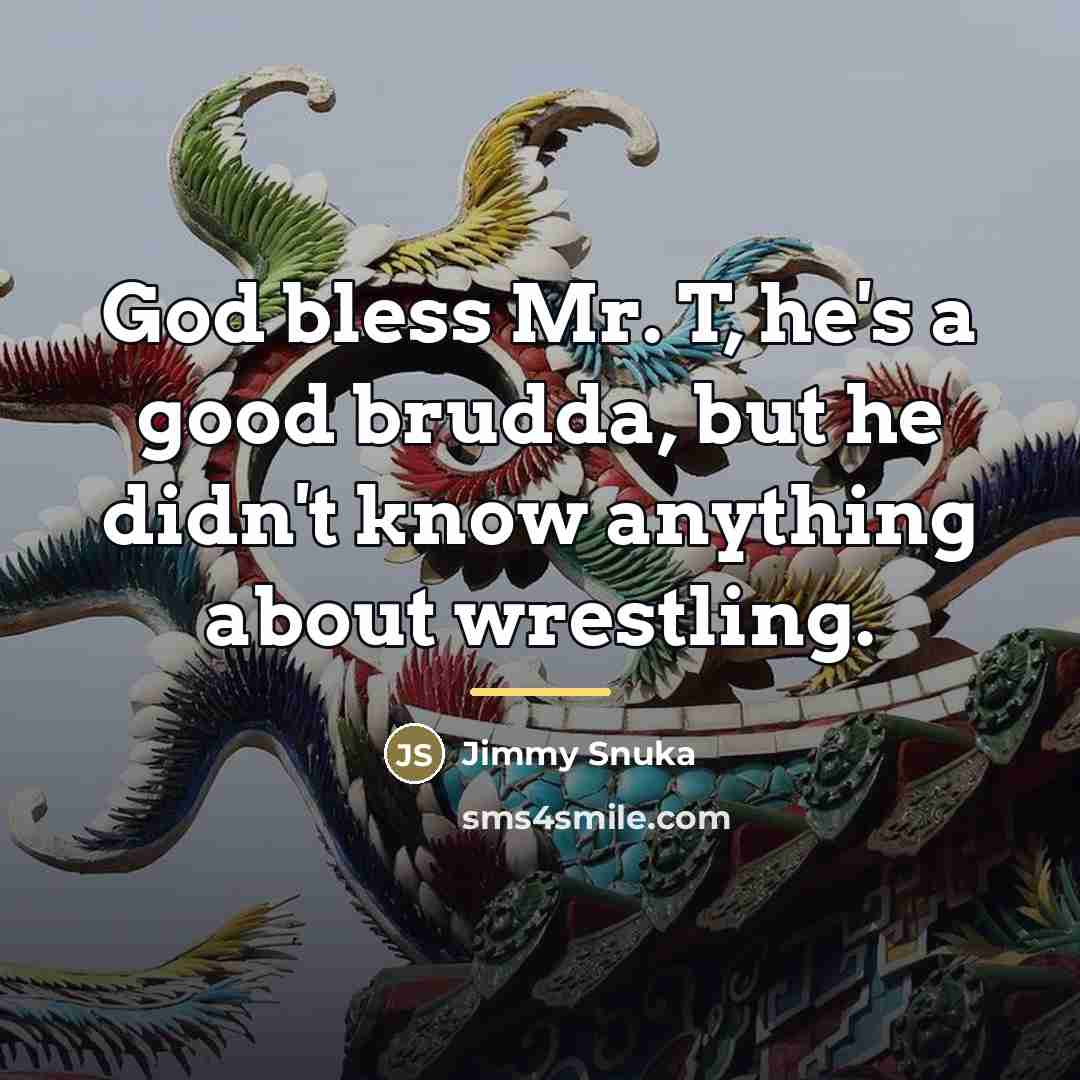 “God bless Mr. T, he's a good brudda, but he…” quote by Jimmy Snuka