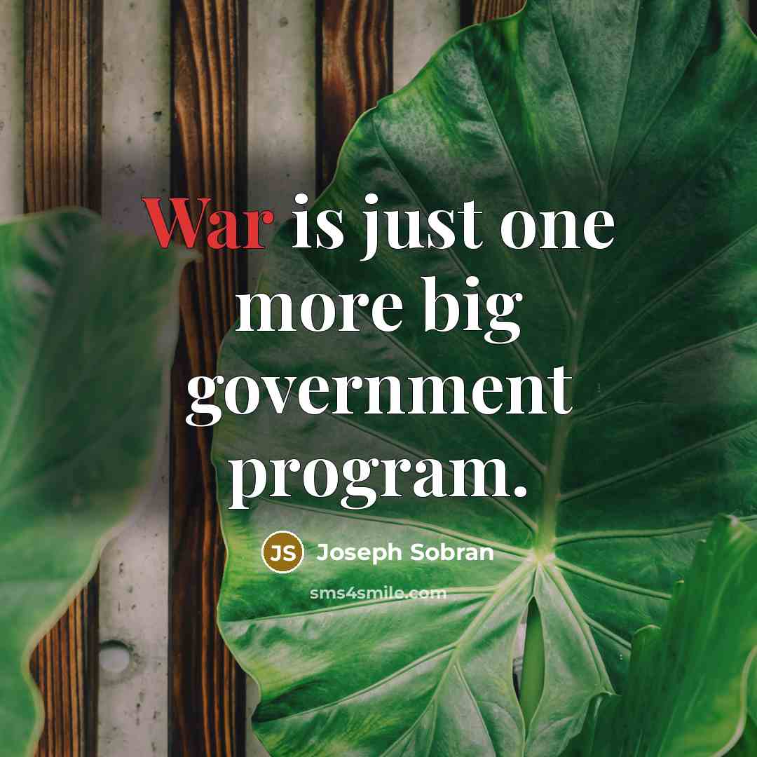 “War is just one more big government program.…” quote by Joseph Sobran