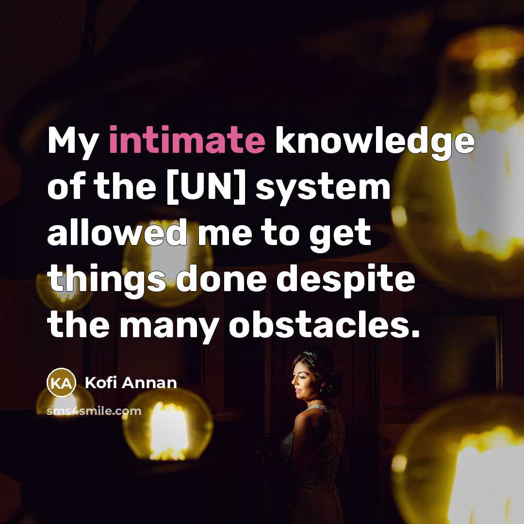 “My intimate knowledge of the [UN] system allowed me to…” quote by Kofi Annan