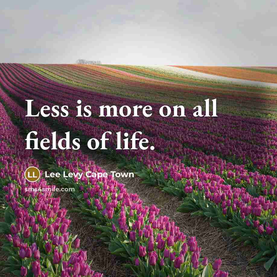 “Less is more on all fields of life.” quote by Lee Levy Cape Town