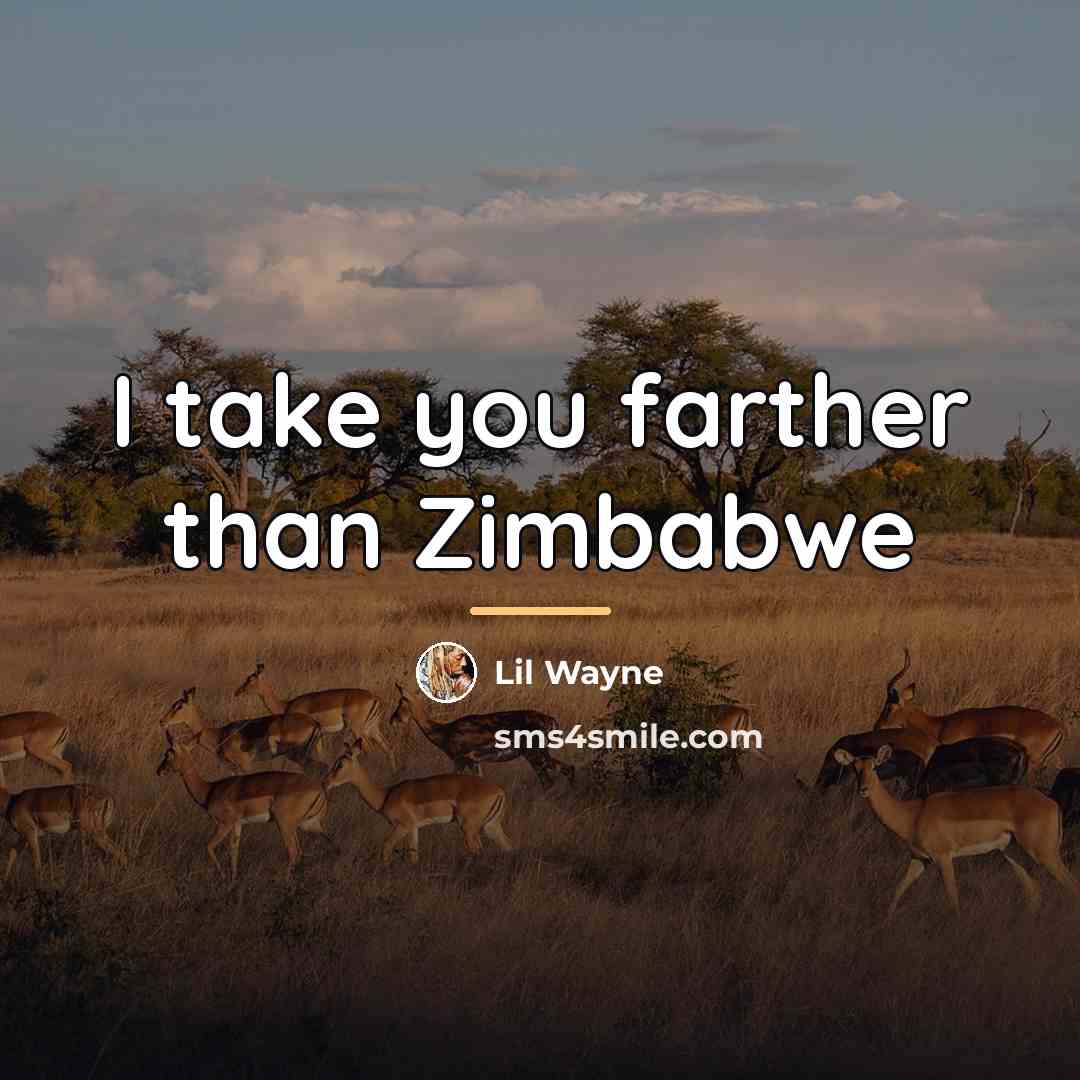 “I take you farther than Zimbabwe…” quote by Lil Wayne