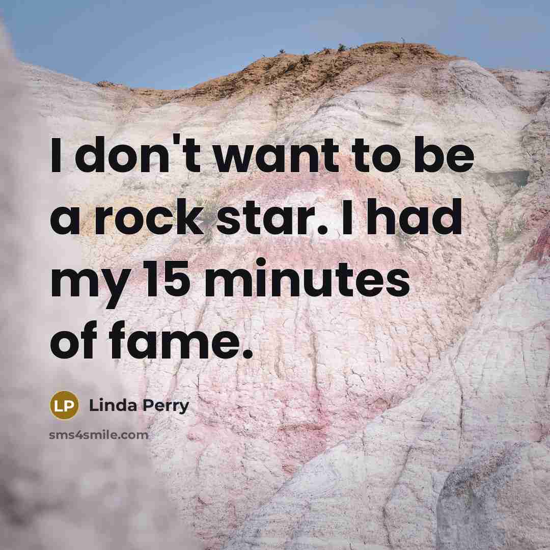 “I don't want to be a rock star. I had…” quote by Linda Perry