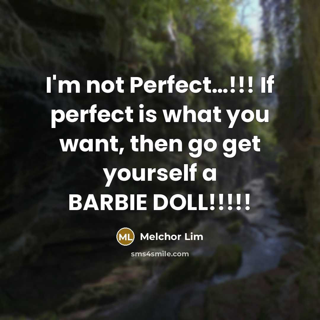 “I'm not Perfect…!!! If perfect is what you want, then go get yourself a BARBIE DOLL!!!!!” quote by Melchor Lim