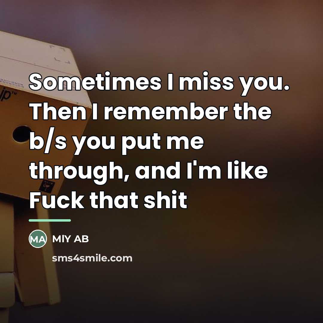 “Sometimes I miss you. Then I remember the b/s you…” quote by MLY AB